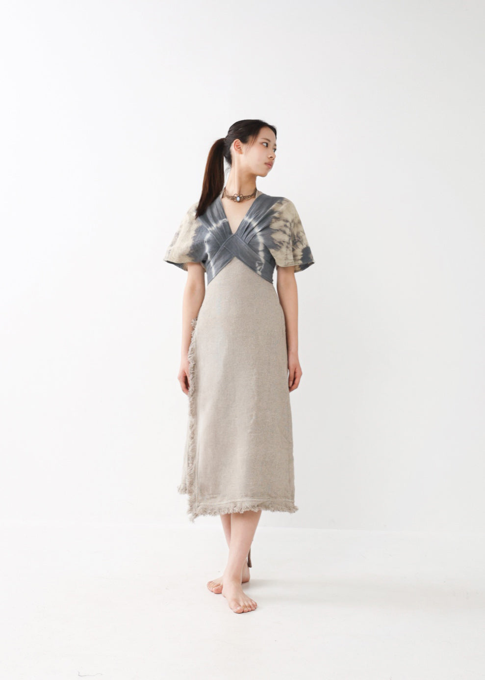 [Khadi of Love] バックノット・ カイトスリーブトップス (草木染め/全２色)