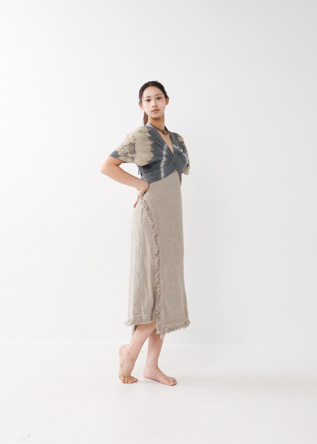 [Khadi of Love] バックノット・ カイトスリーブトップス (草木染め/全２色)