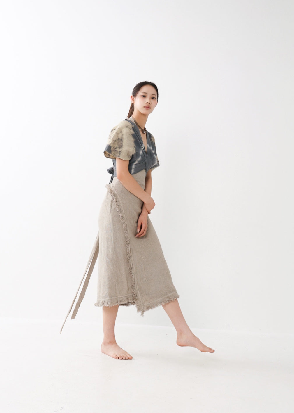 [Khadi of Love] バックノット・ カイトスリーブトップス (草木染め/全２色)