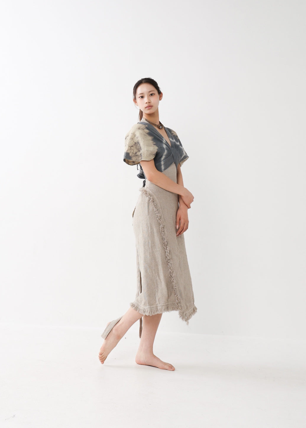 [Khadi of Love] バックノット・ カイトスリーブトップス (草木染め/全２色)