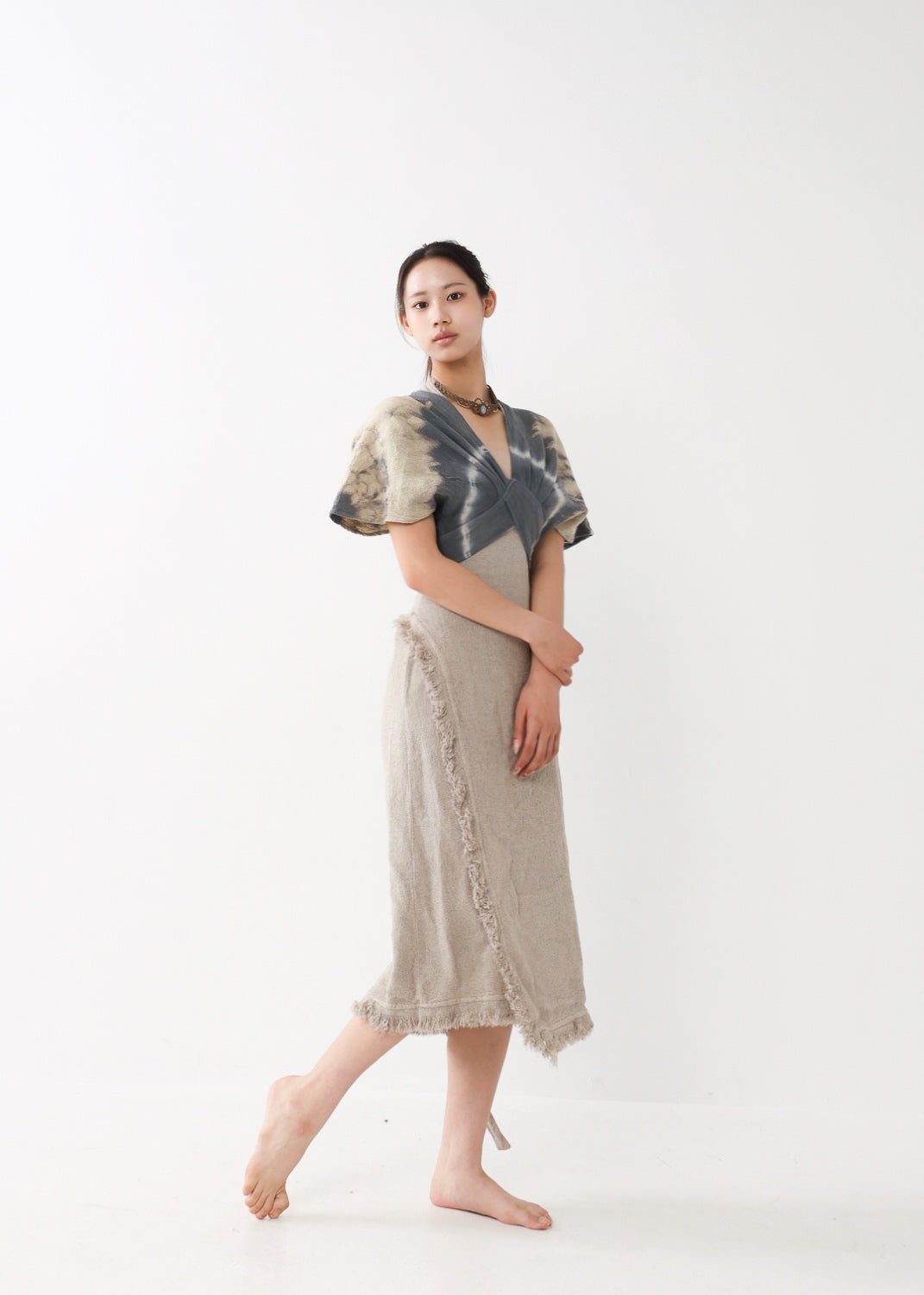 [Khadi of Love] バックノット・ カイトスリーブトップス (草木染め/全２色)