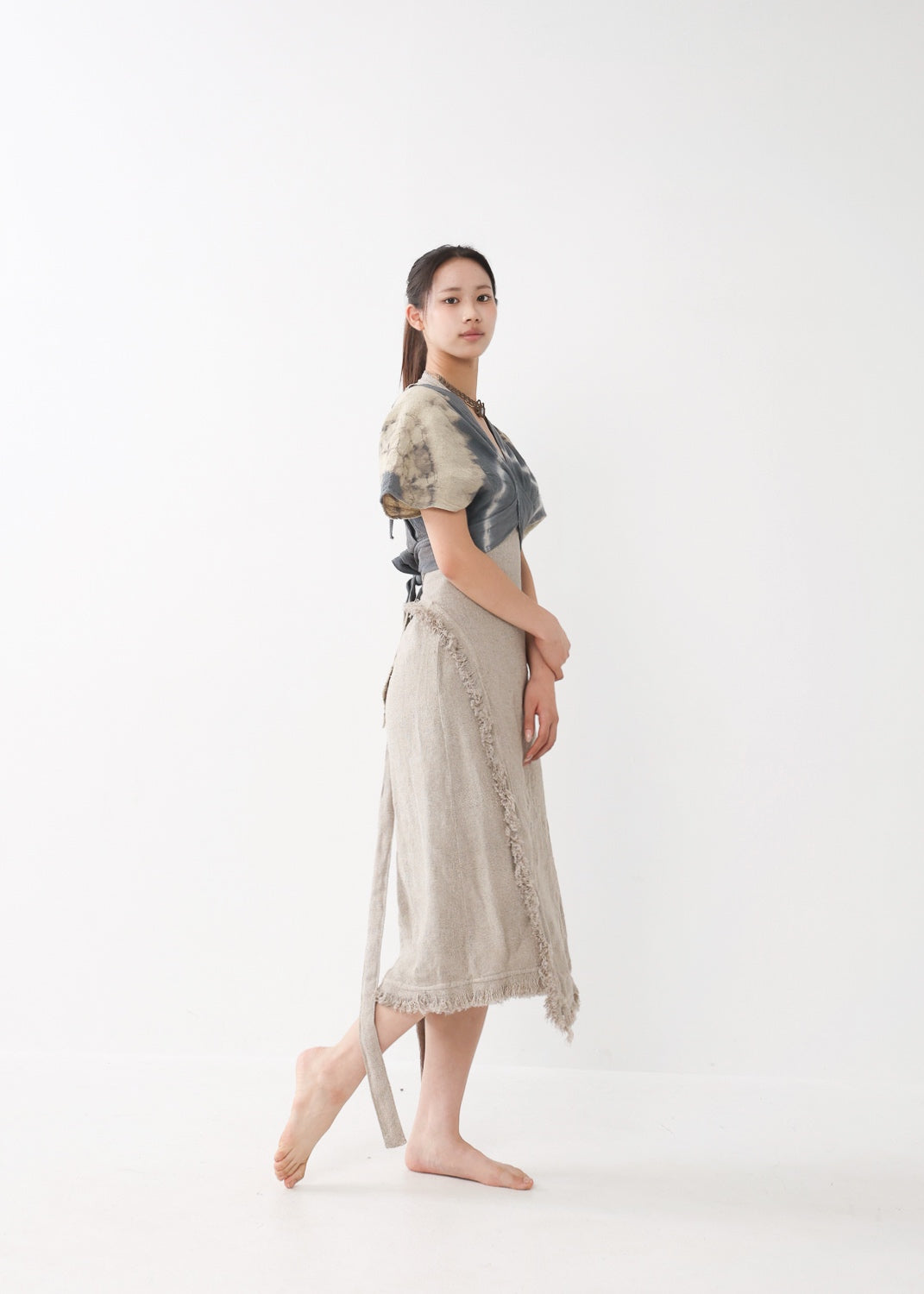 [Khadi of Love] バックノット・ カイトスリーブトップス (草木染め/全２色)