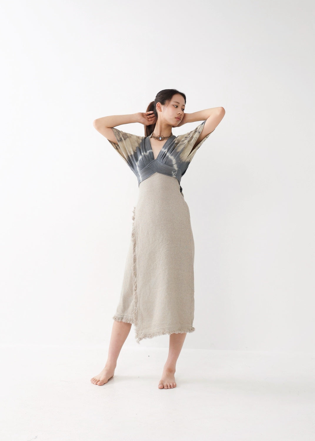 [Khadi of Love] バックノット・ カイトスリーブトップス (草木染め/全２色)