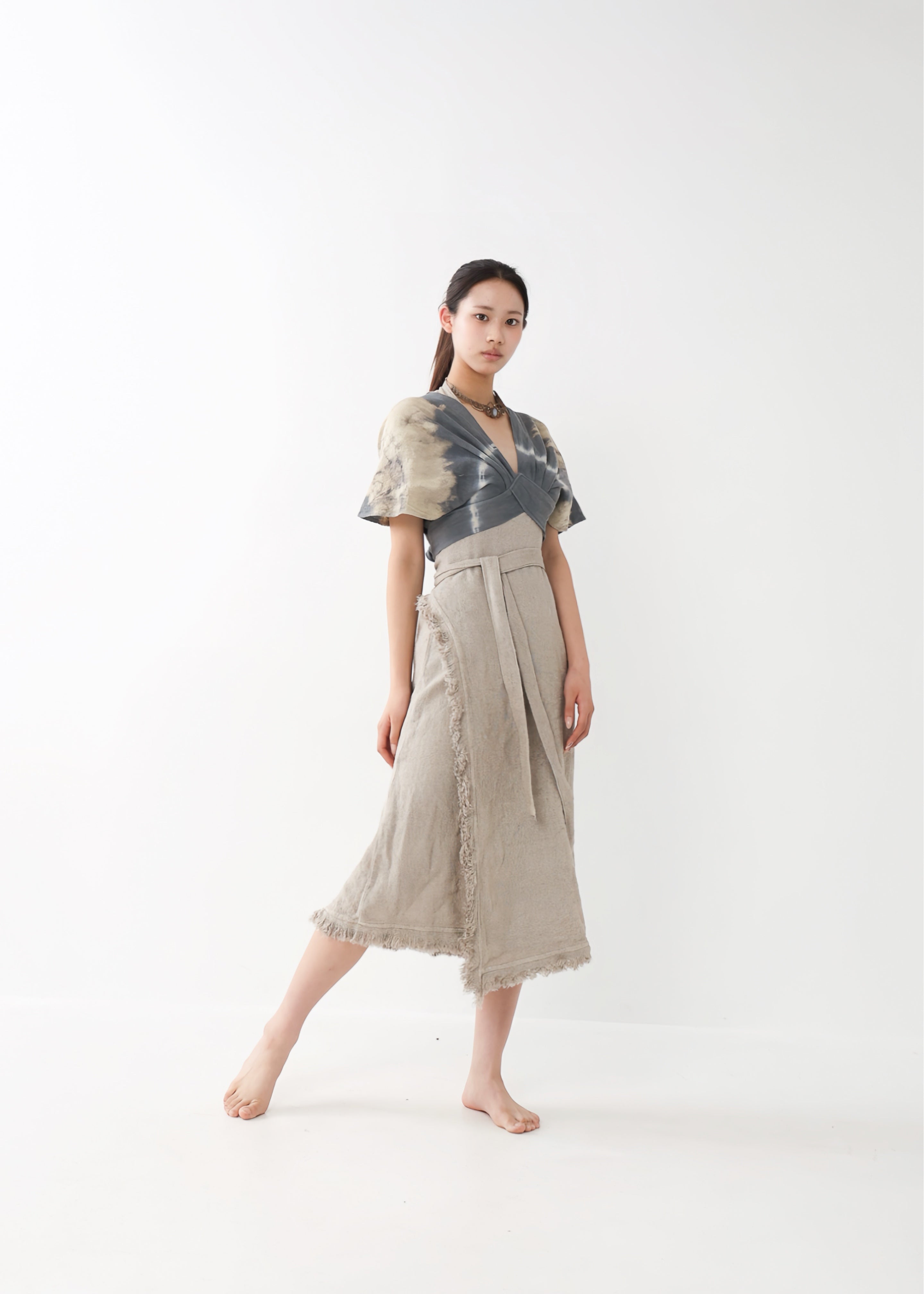 [Khadi of Love] バックノット・ カイトスリーブトップス (草木染め/全２色)