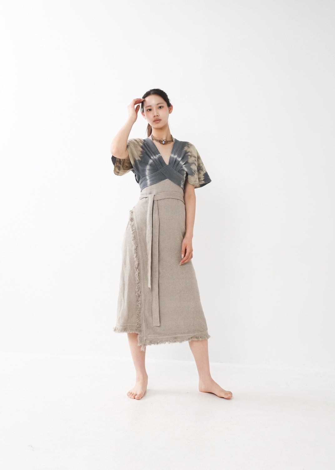 [Khadi of Love] バックノット・ カイトスリーブトップス (草木染め/全２色)