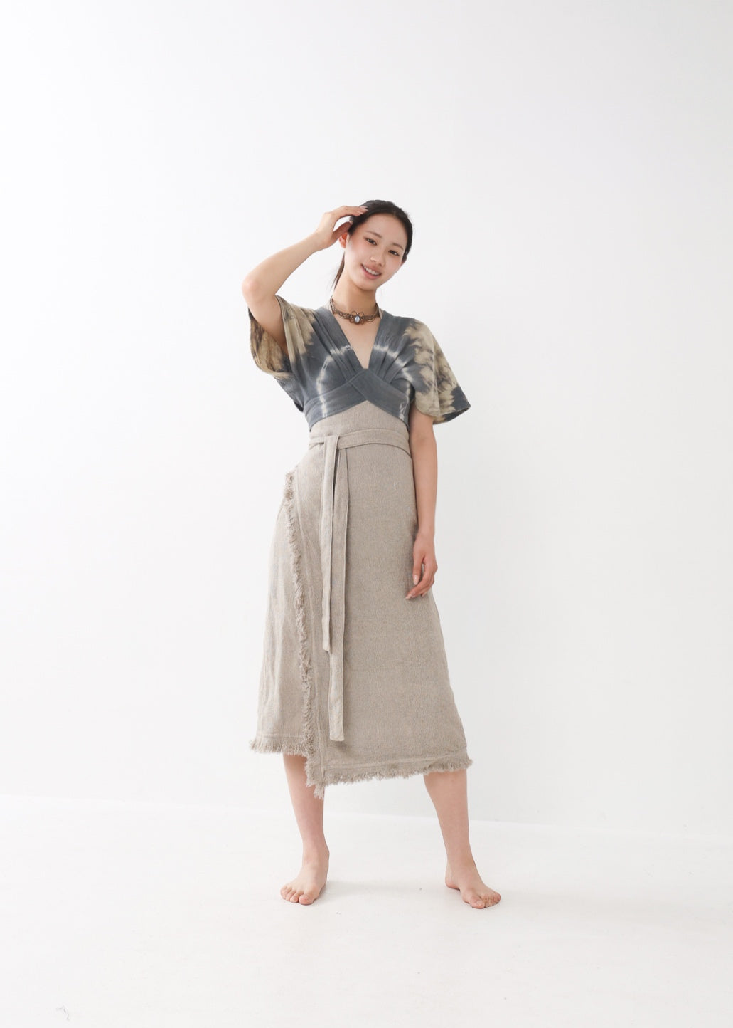 [Khadi of Love] バックノット・ カイトスリーブトップス (草木染め/全２色)