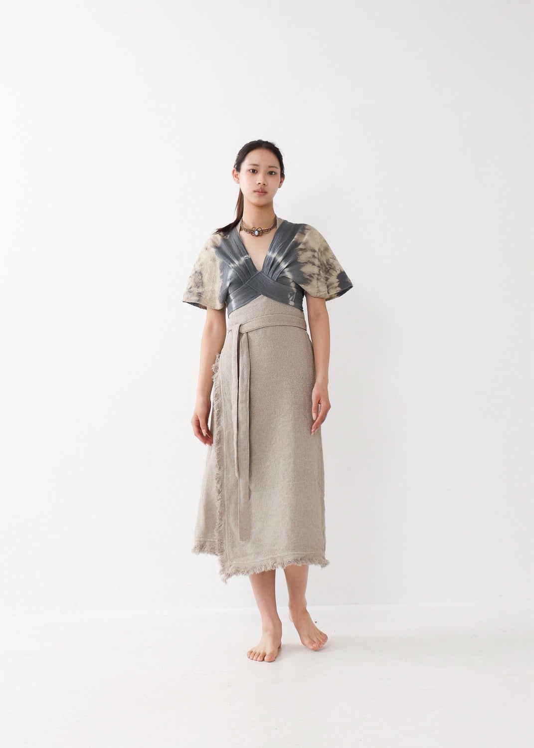 [Khadi of Love] バックノット・ カイトスリーブトップス (草木染め/全２色)