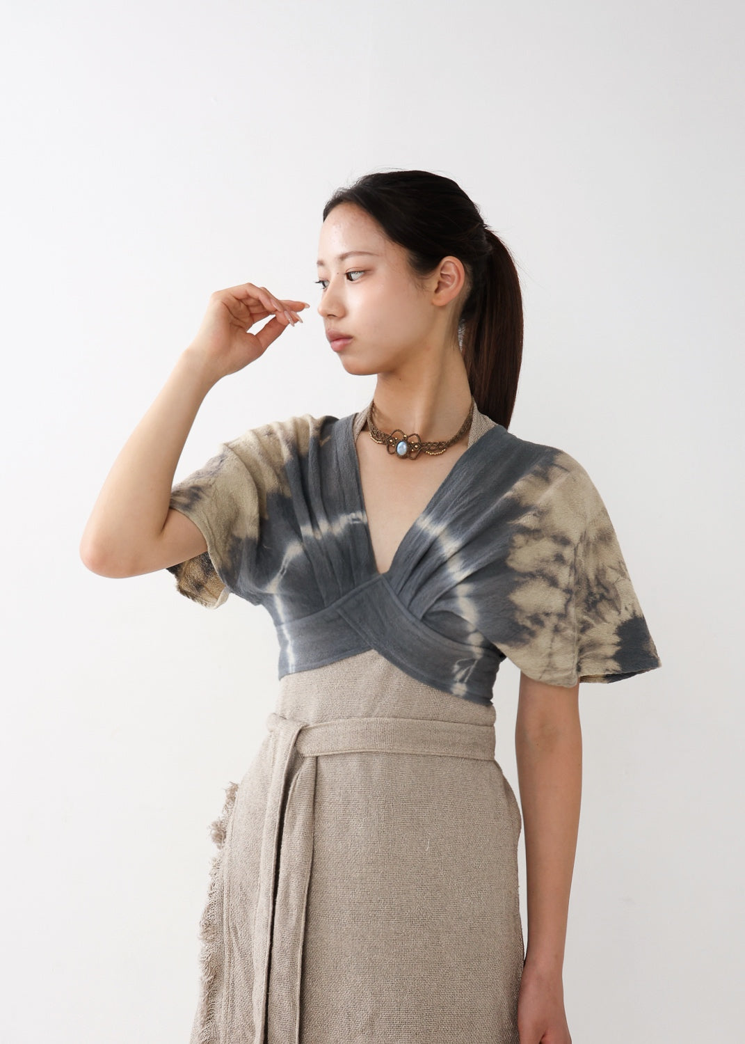 [Khadi of Love] バックノット・ カイトスリーブトップス (草木染め/全２色)