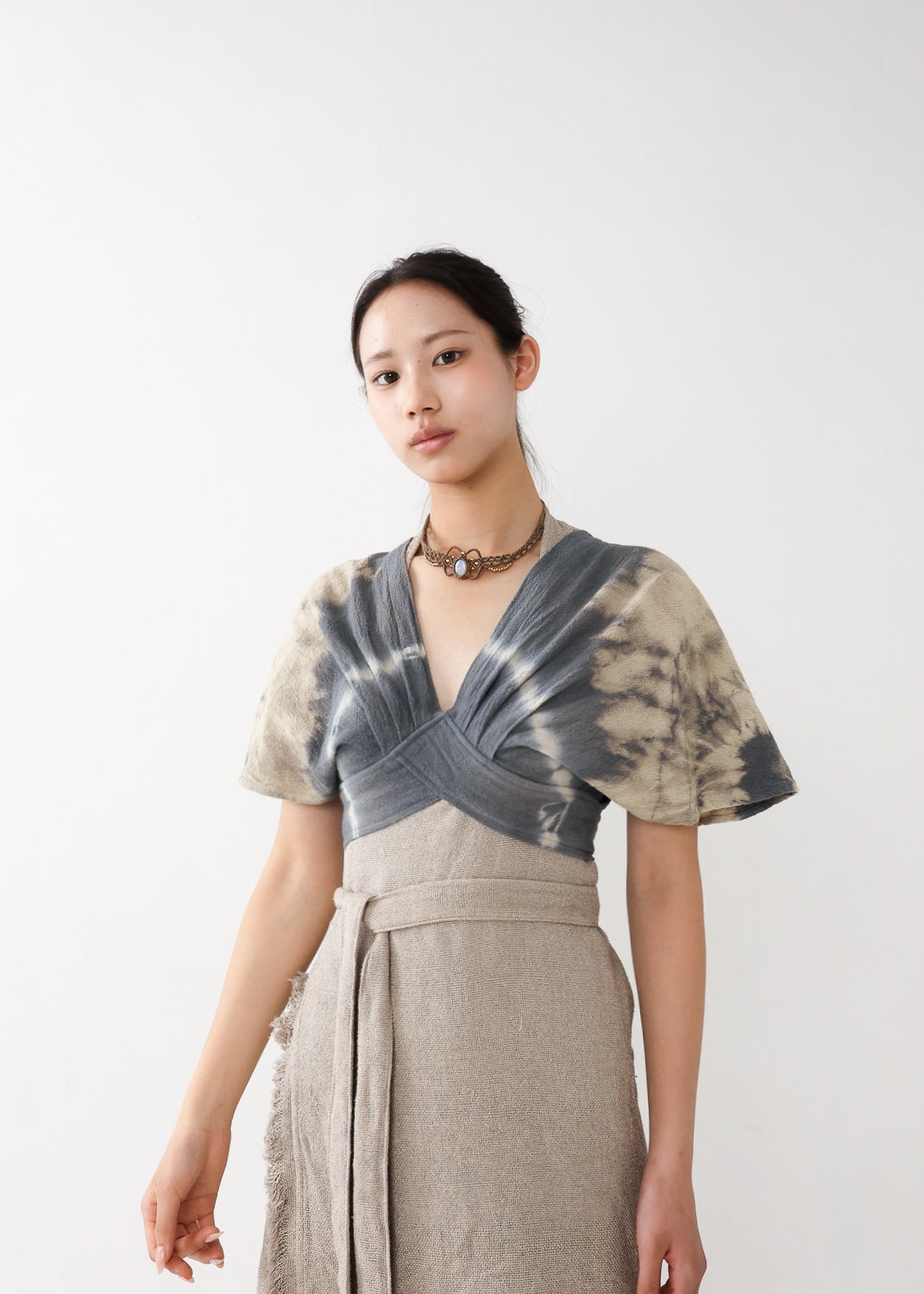 [Khadi of Love] バックノット・ カイトスリーブトップス (草木染め/全２色)