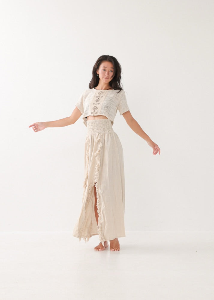 [KAMUY] フリンジフェザー・エジプシャンスカート high west