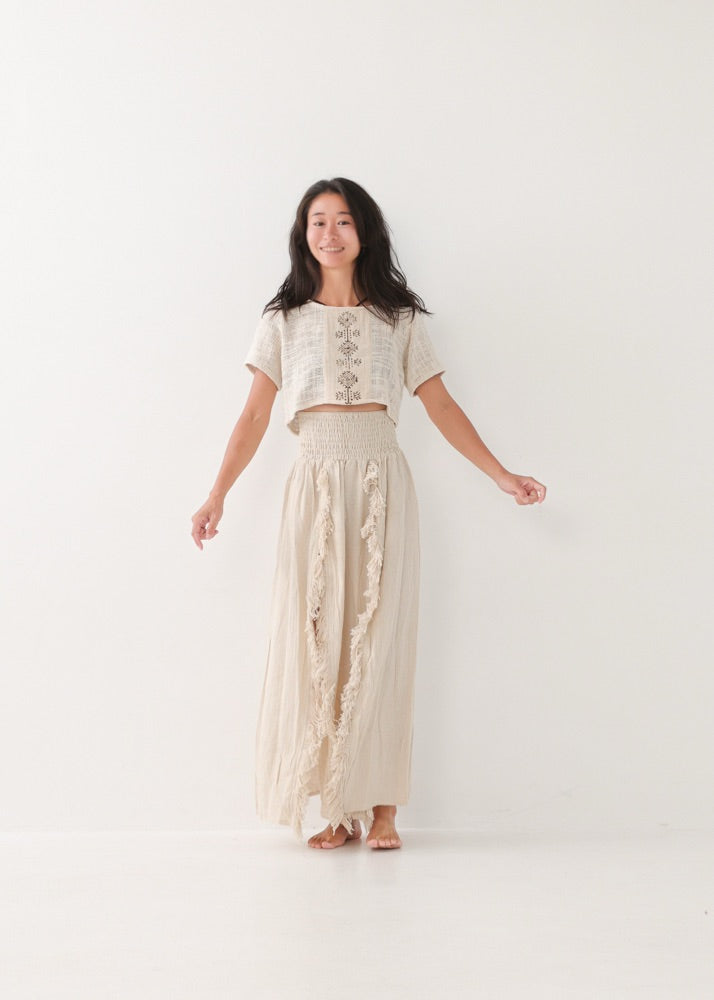 [KAMUY] フリンジフェザー・エジプシャンスカート high west