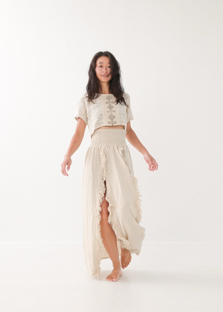 [KAMUY] フリンジフェザー・エジプシャンスカート high west