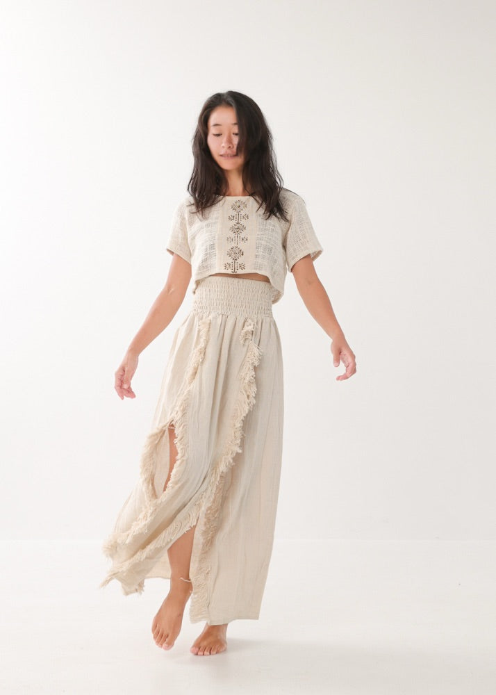 [KAMUY] フリンジフェザー・エジプシャンスカート high west