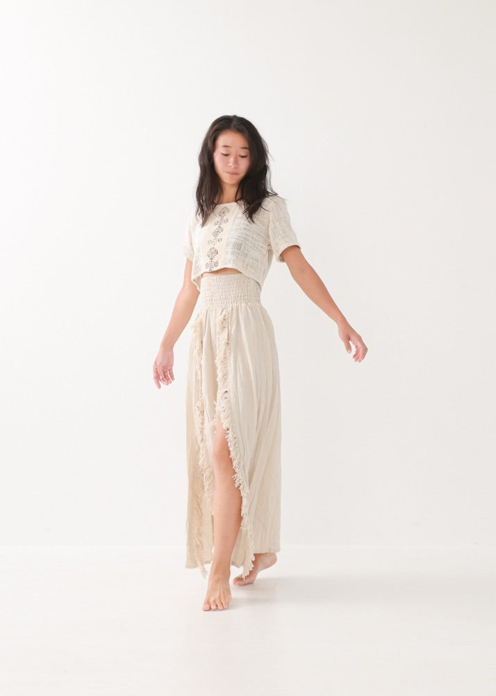 [KAMUY] フリンジフェザー・エジプシャンスカート high west