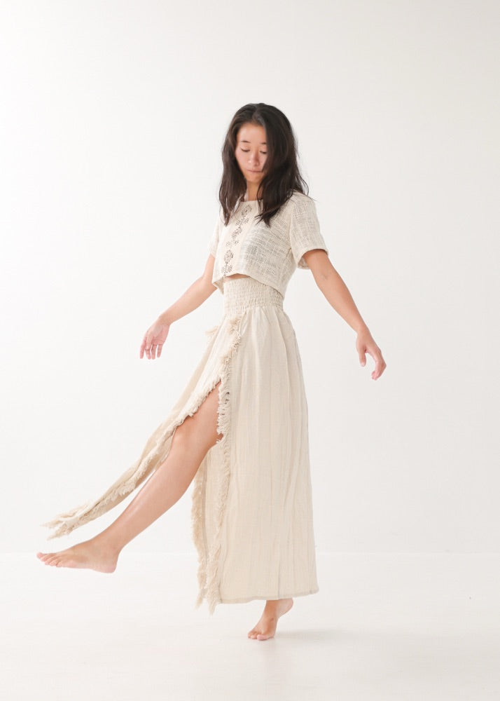 [KAMUY] フリンジフェザー・エジプシャンスカート high west