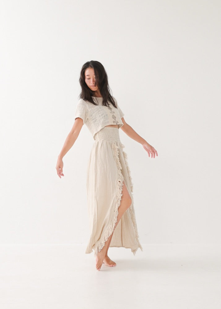 [KAMUY] フリンジフェザー・エジプシャンスカート high west