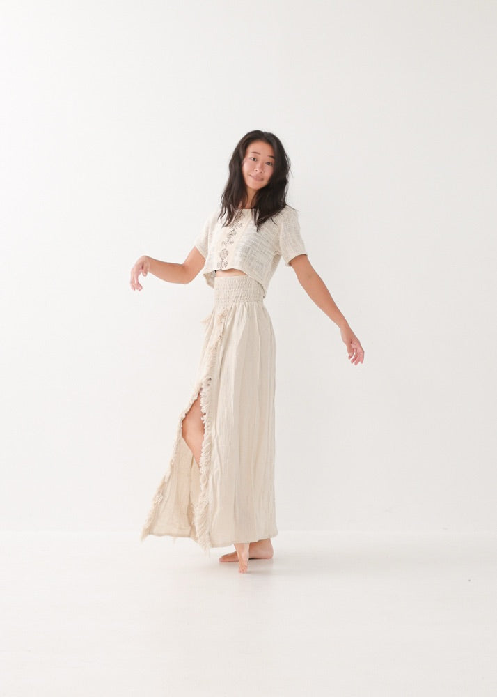 [KAMUY] フリンジフェザー・エジプシャンスカート high west