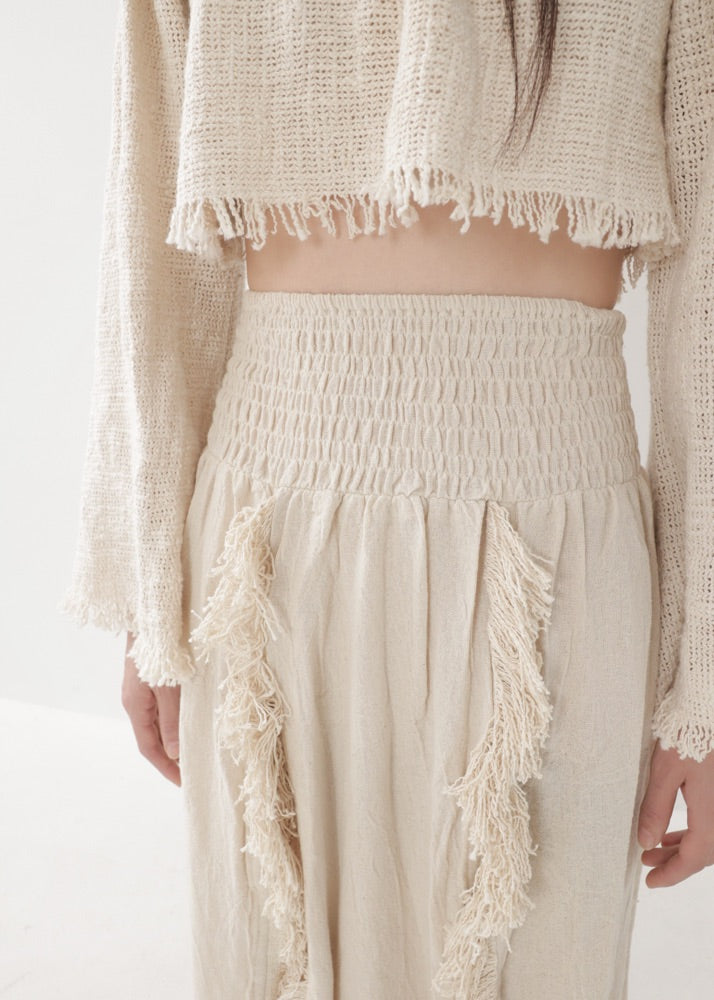 [KAMUY] フリンジフェザー・エジプシャンスカート high west