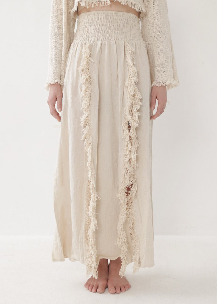 [KAMUY] フリンジフェザー・エジプシャンスカート high west