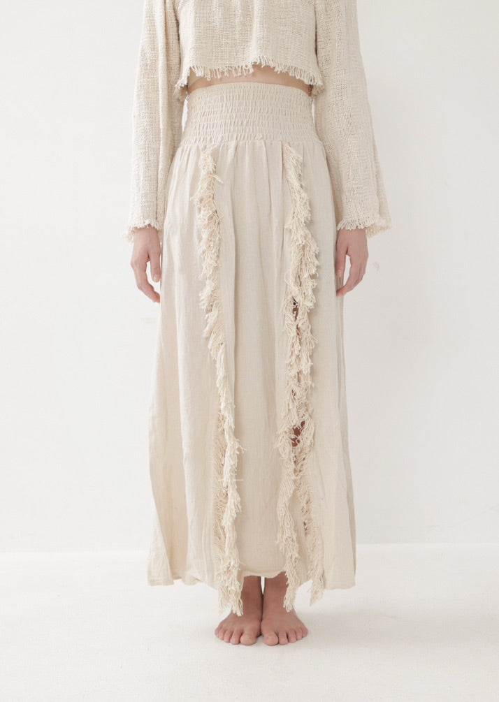 [KAMUY] フリンジフェザー・エジプシャンスカート high west