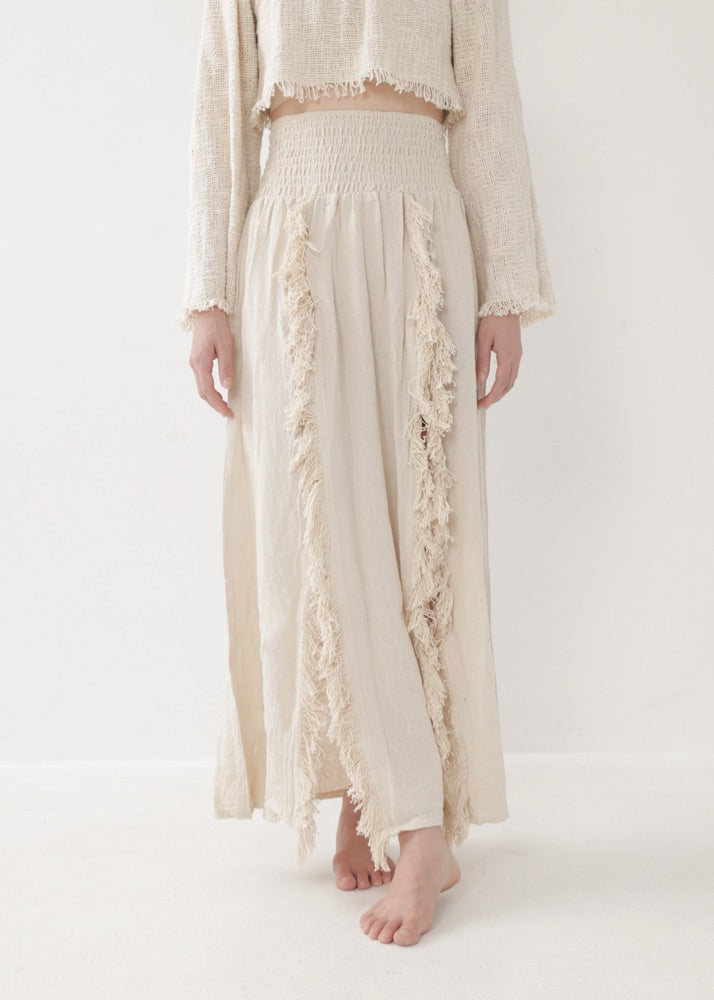 [KAMUY] フリンジフェザー・エジプシャンスカート high west