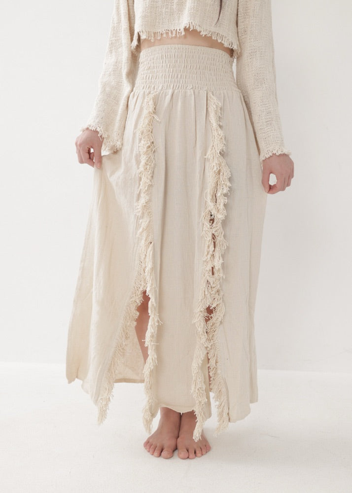 [KAMUY] フリンジフェザー・エジプシャンスカート high west