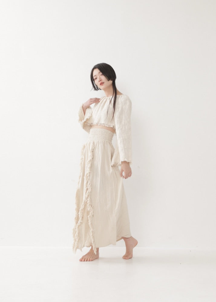 [KAMUY] フリンジフェザー・エジプシャンスカート high west