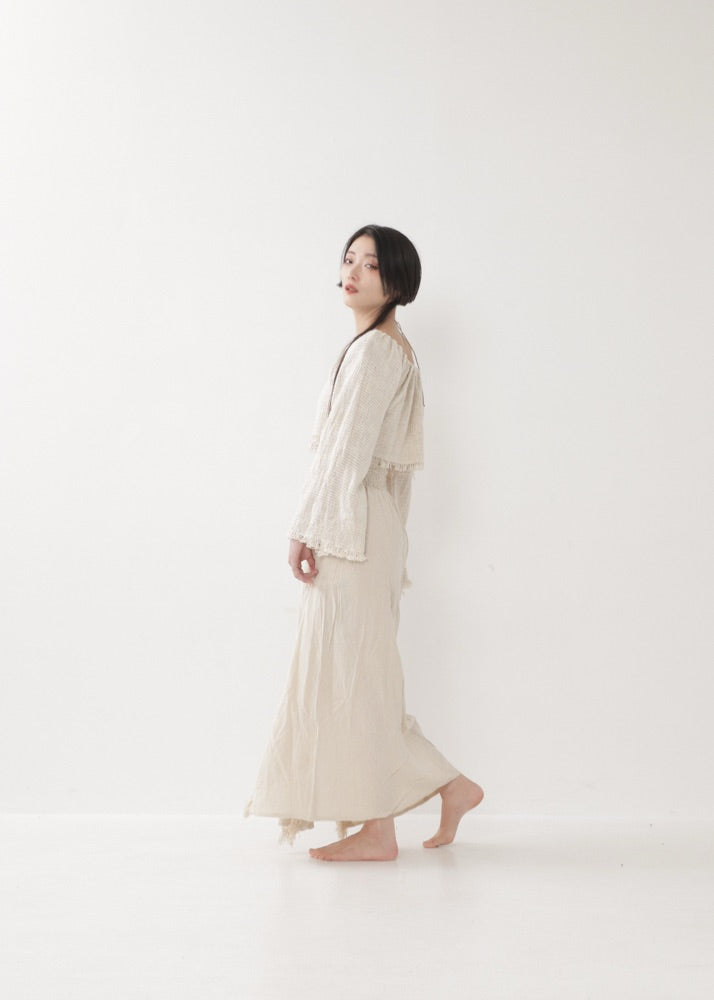 [KAMUY] フリンジフェザー・エジプシャンスカート high west