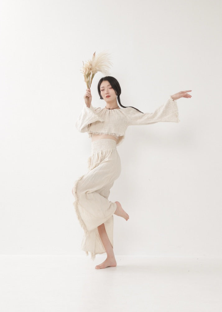 [KAMUY] フリンジフェザー・エジプシャンスカート high west