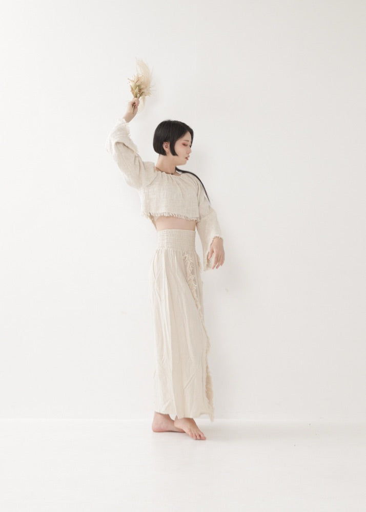 [KAMUY] フリンジフェザー・エジプシャンスカート high west