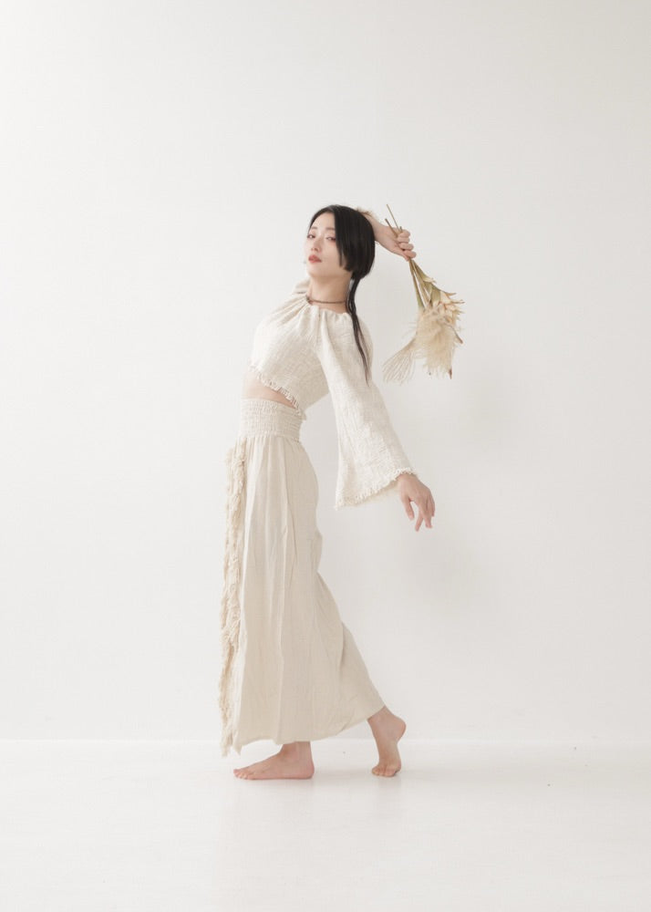 [KAMUY] フリンジフェザー・エジプシャンスカート high west
