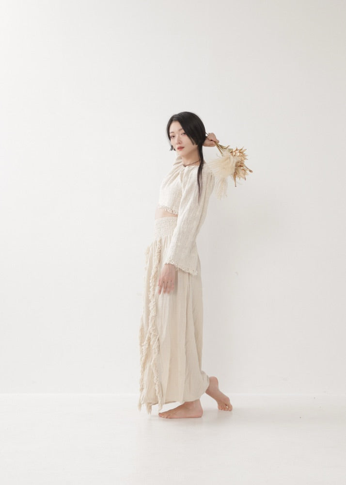 [KAMUY] フリンジフェザー・エジプシャンスカート high west