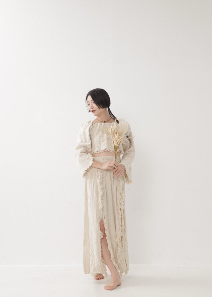 [KAMUY] フリンジフェザー・エジプシャンスカート high west