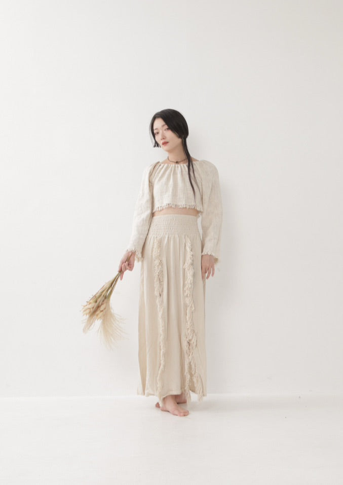 [KAMUY] フリンジフェザー・エジプシャンスカート high west