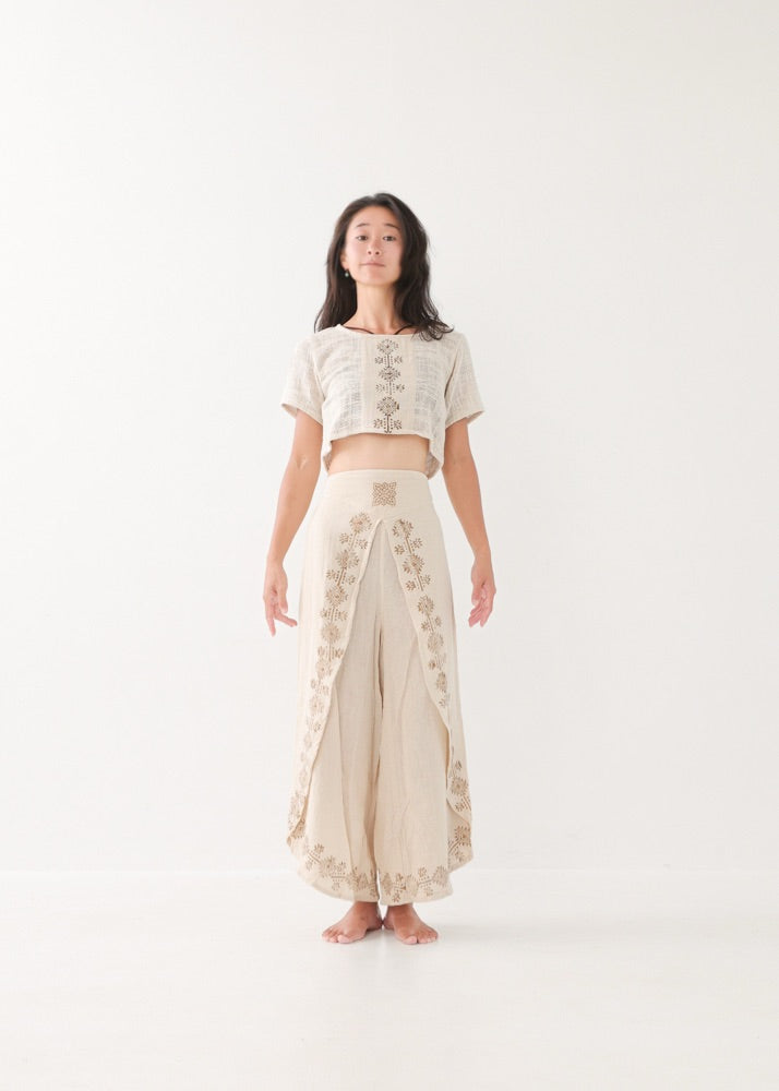 [KujA goddess] カディコットン Shanti デザインフレアパンツ