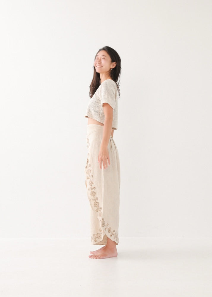 [KujA goddess] カディコットン Shanti デザインフレアパンツ