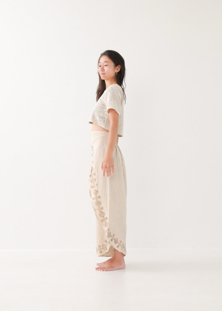 [KujA goddess] カディコットン Shanti デザインフレアパンツ