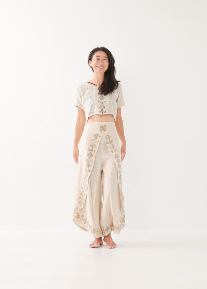 [KujA goddess] カディコットン Shanti デザインフレアパンツ