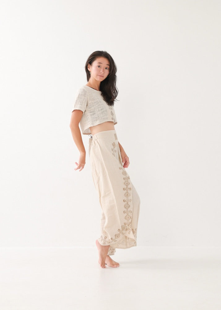 [KujA goddess] カディコットン Shanti デザインフレアパンツ