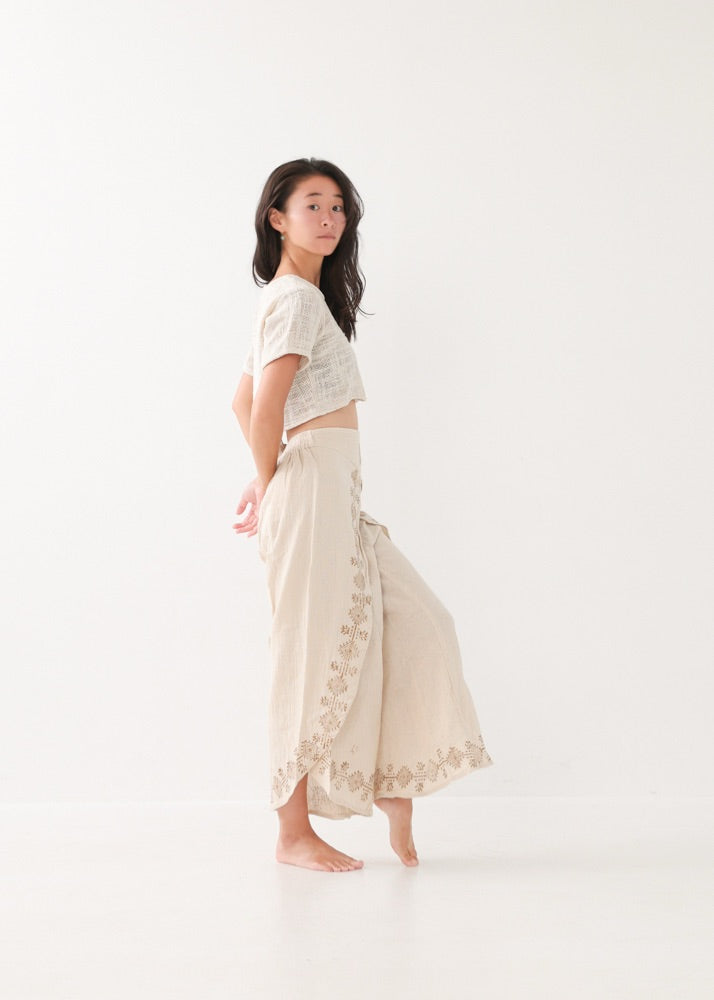 [KujA goddess] カディコットン Shanti デザインフレアパンツ