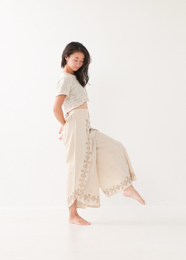 [KujA goddess] カディコットン Shanti デザインフレアパンツ