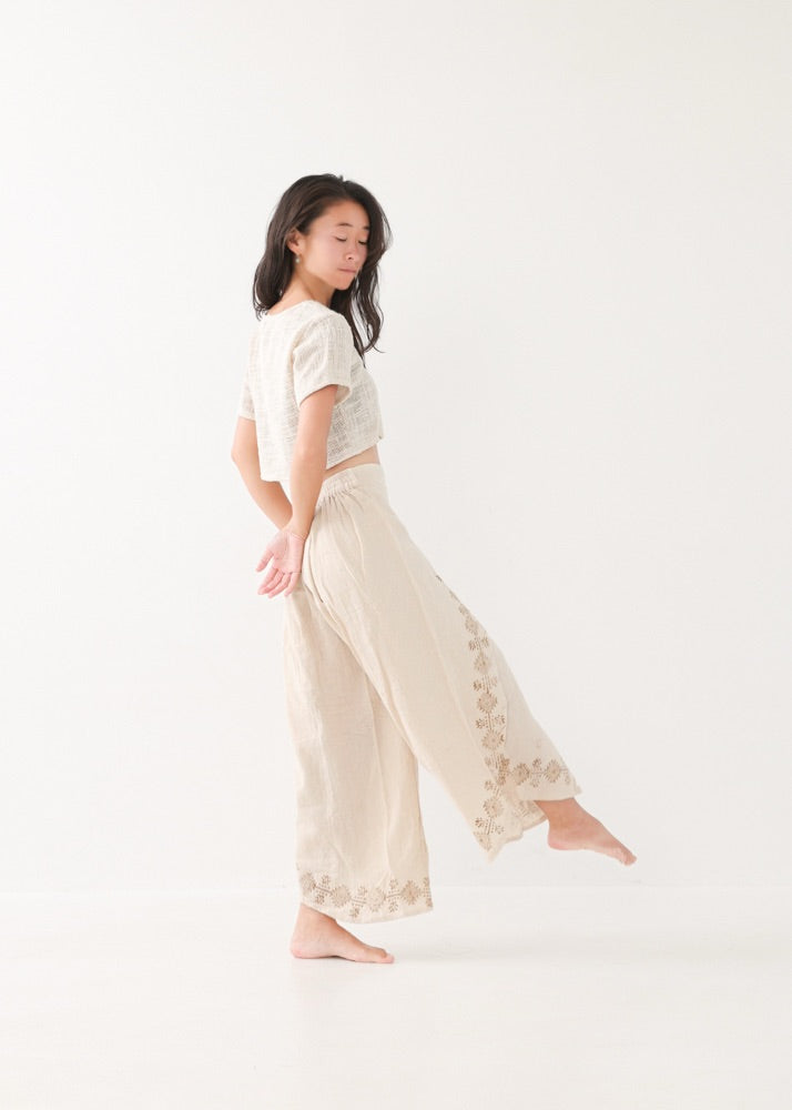 [KujA goddess] カディコットン Shanti デザインフレアパンツ