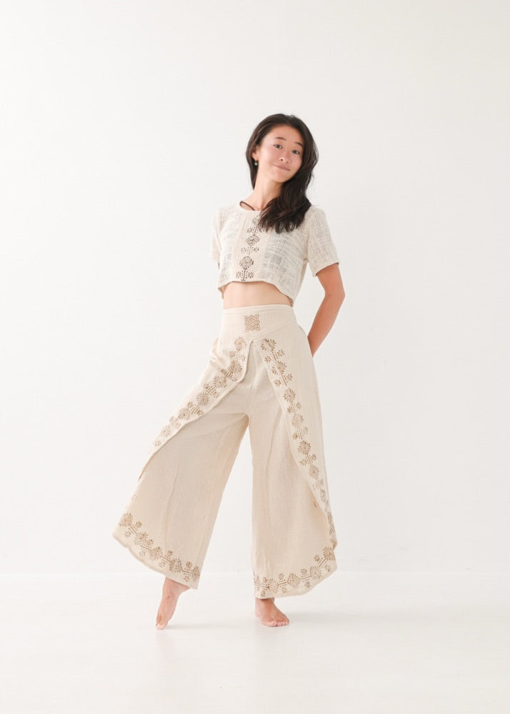 [KujA goddess] カディコットン Shanti デザインフレアパンツ