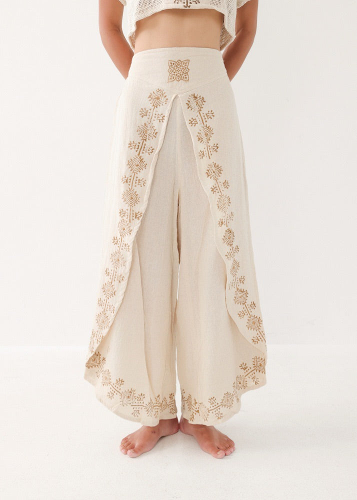 [KujA goddess] カディコットン Shanti デザインフレアパンツ