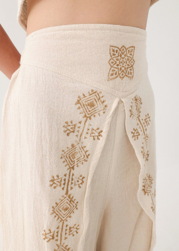 [KujA goddess] カディコットン Shanti デザインフレアパンツ