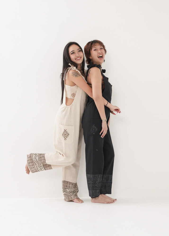 [SUN & MOON] ブロックプリント・曼荼羅オーバーオール 全2色