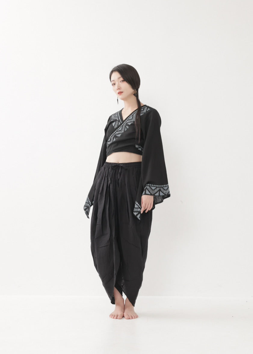 [NATURE FLOW] プリーツド・ラップパンツ 全3色