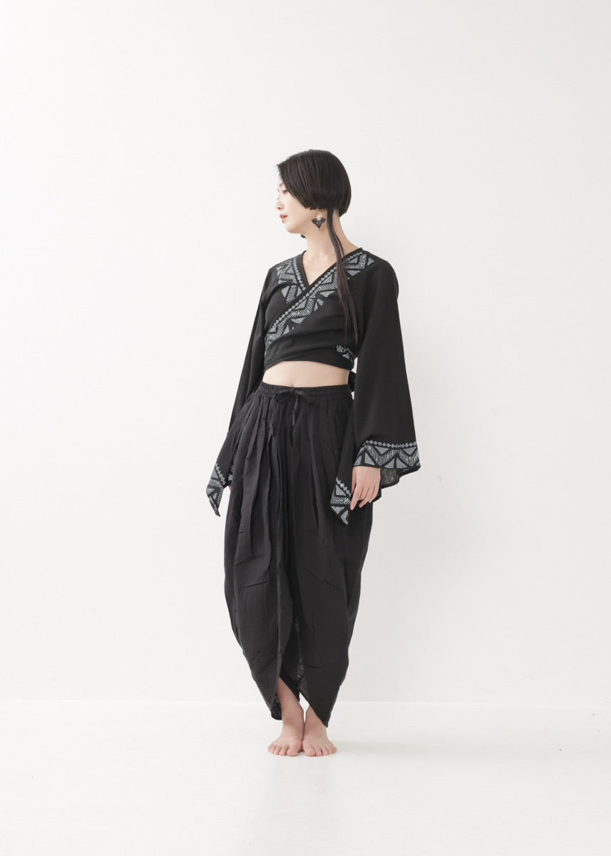 [NATURE FLOW] プリーツド・ラップパンツ 全3色