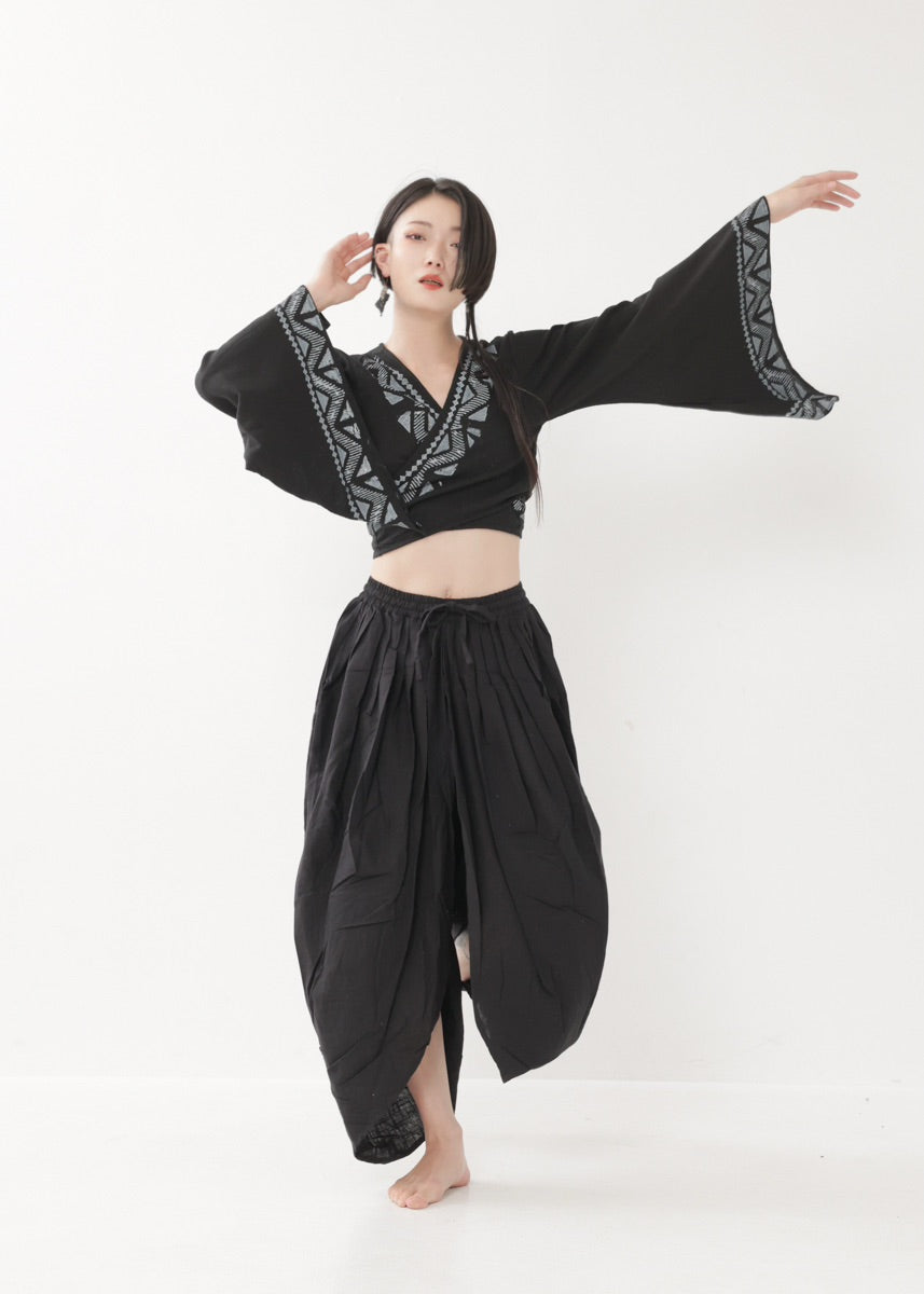 [NATURE FLOW] プリーツド・ラップパンツ 全3色