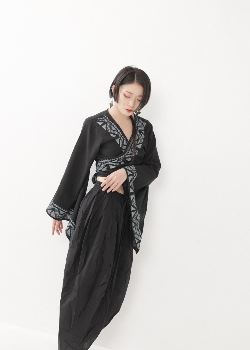 [NATURE FLOW] プリーツド・ラップパンツ 全3色